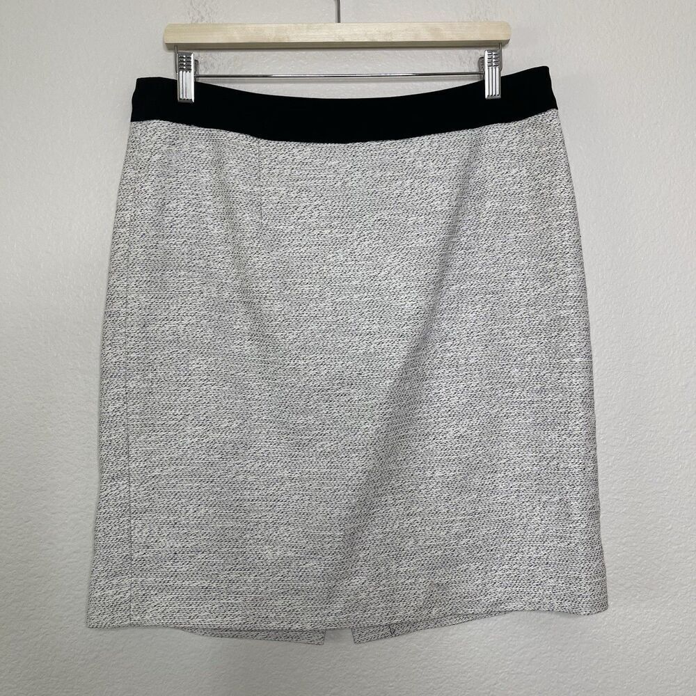 Banana Republic Skirt Size 12 Ivory Gray Tweed Pencil 22” Lined Career Office
